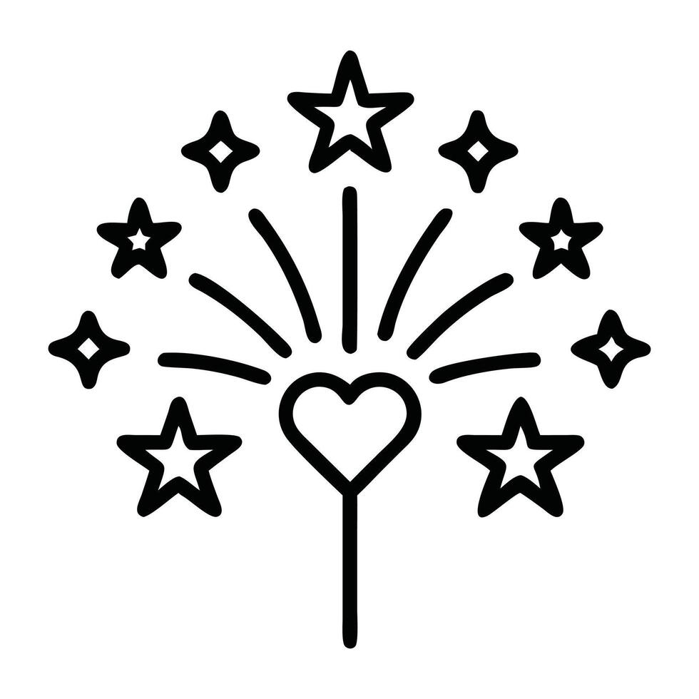 Beautiful Wedding Fireworks Lineart Icon Design for Invitations vector