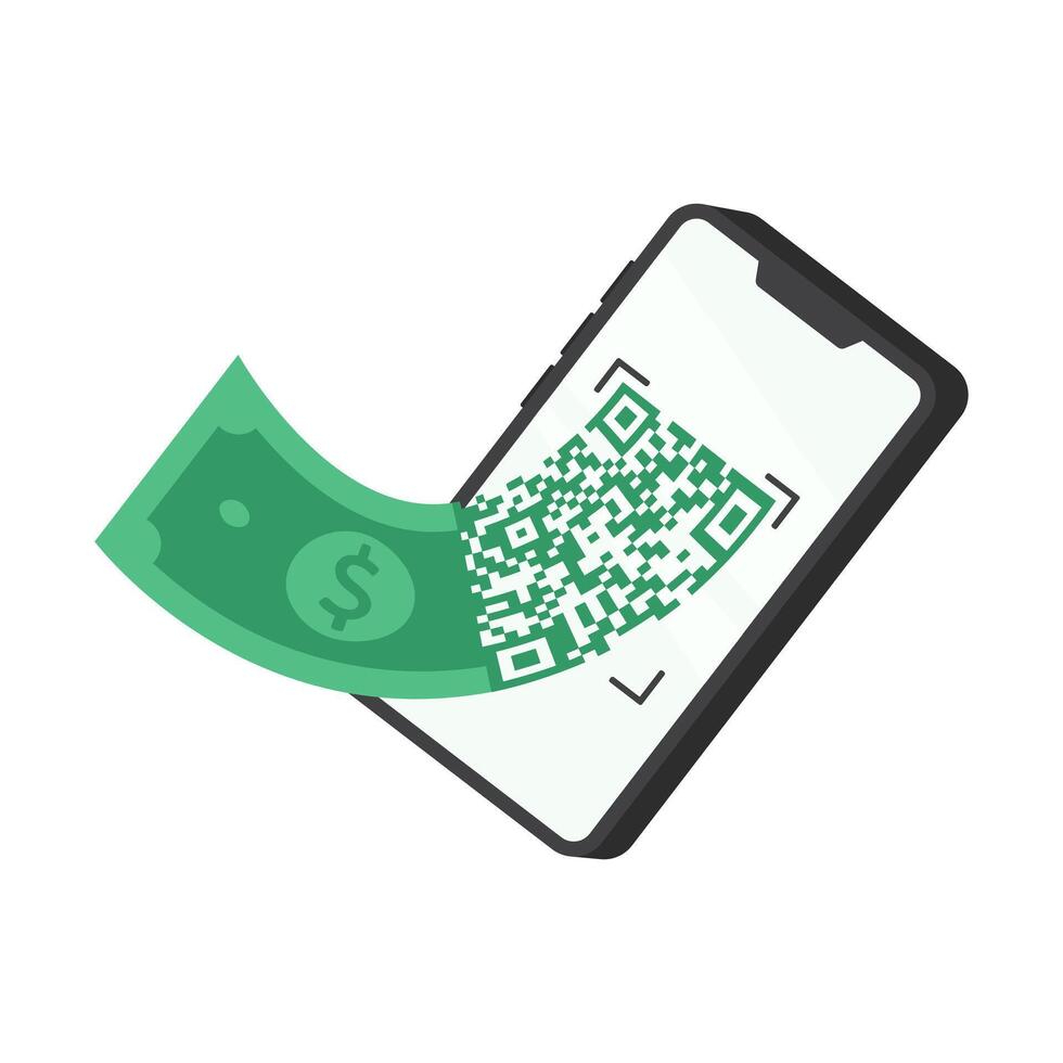Digital payment icon. Cashless mobile payment qr code icon. Online shop transaction . vector