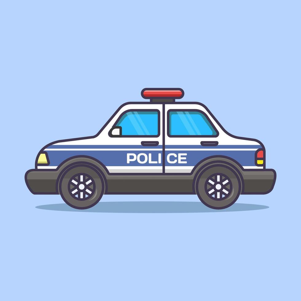 Side view of police car, cartoon style vector
