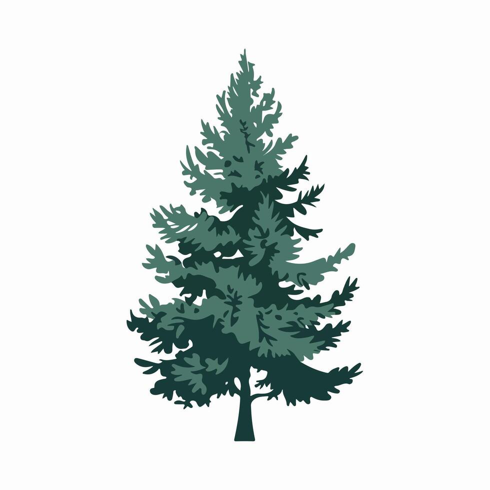 Stylized Green Pine Tree in a Simple Style vector