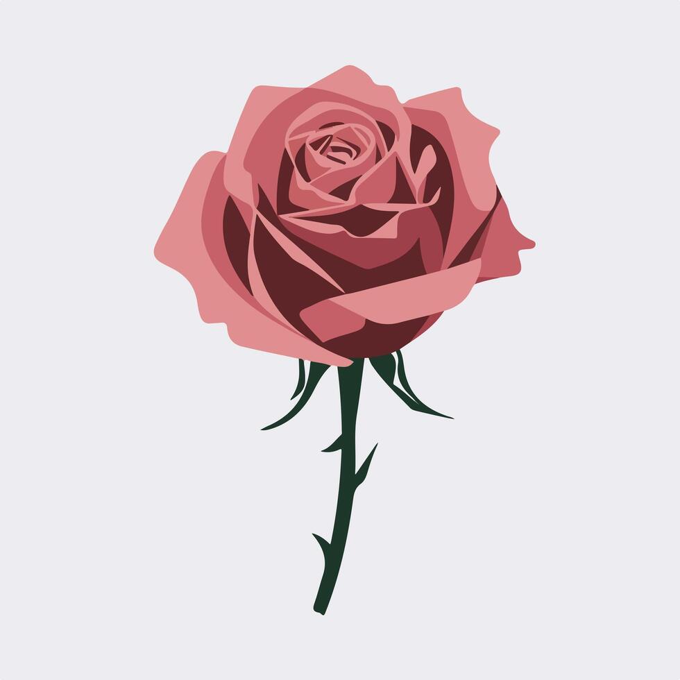 A rose is shown in a flat style vector
