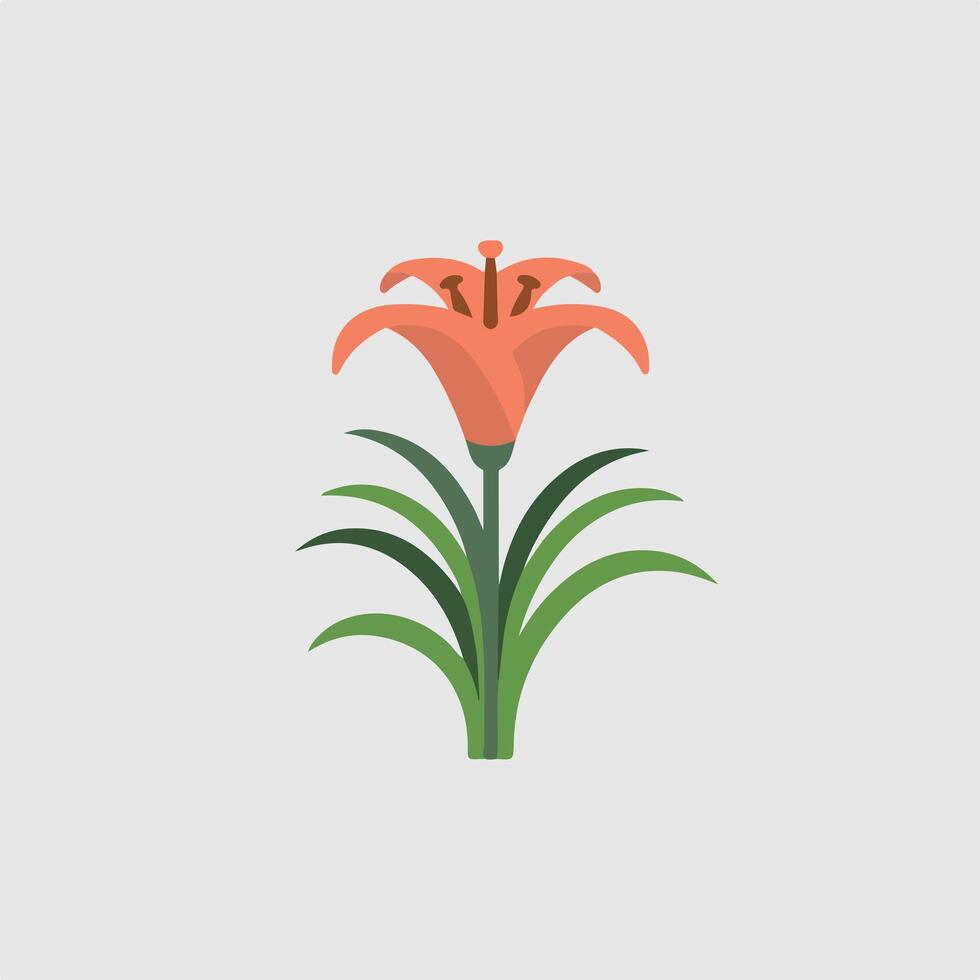 A flower with a green stem and orange petals vector