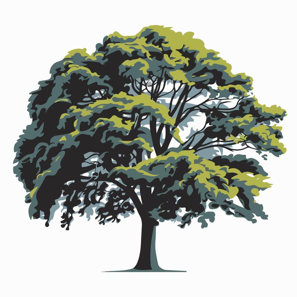 A big tree with green leaves on a white background vector