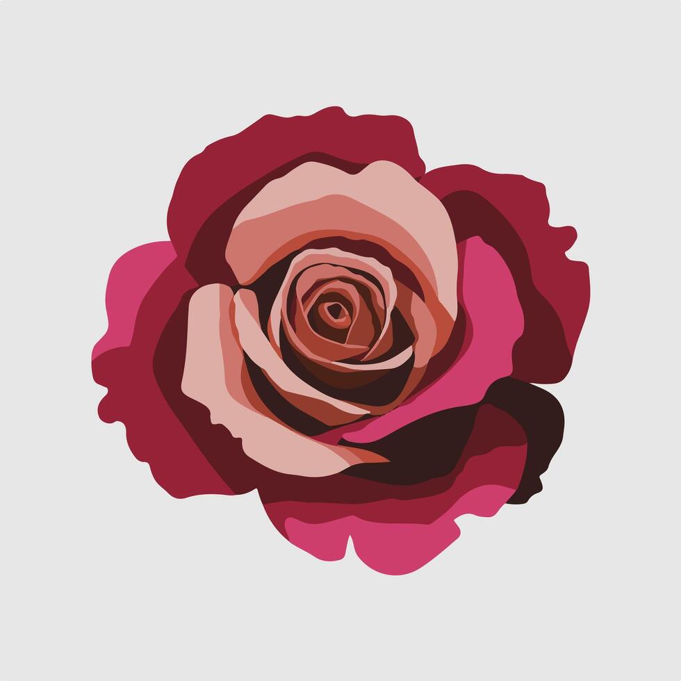 A rose is shown in a flat style vector