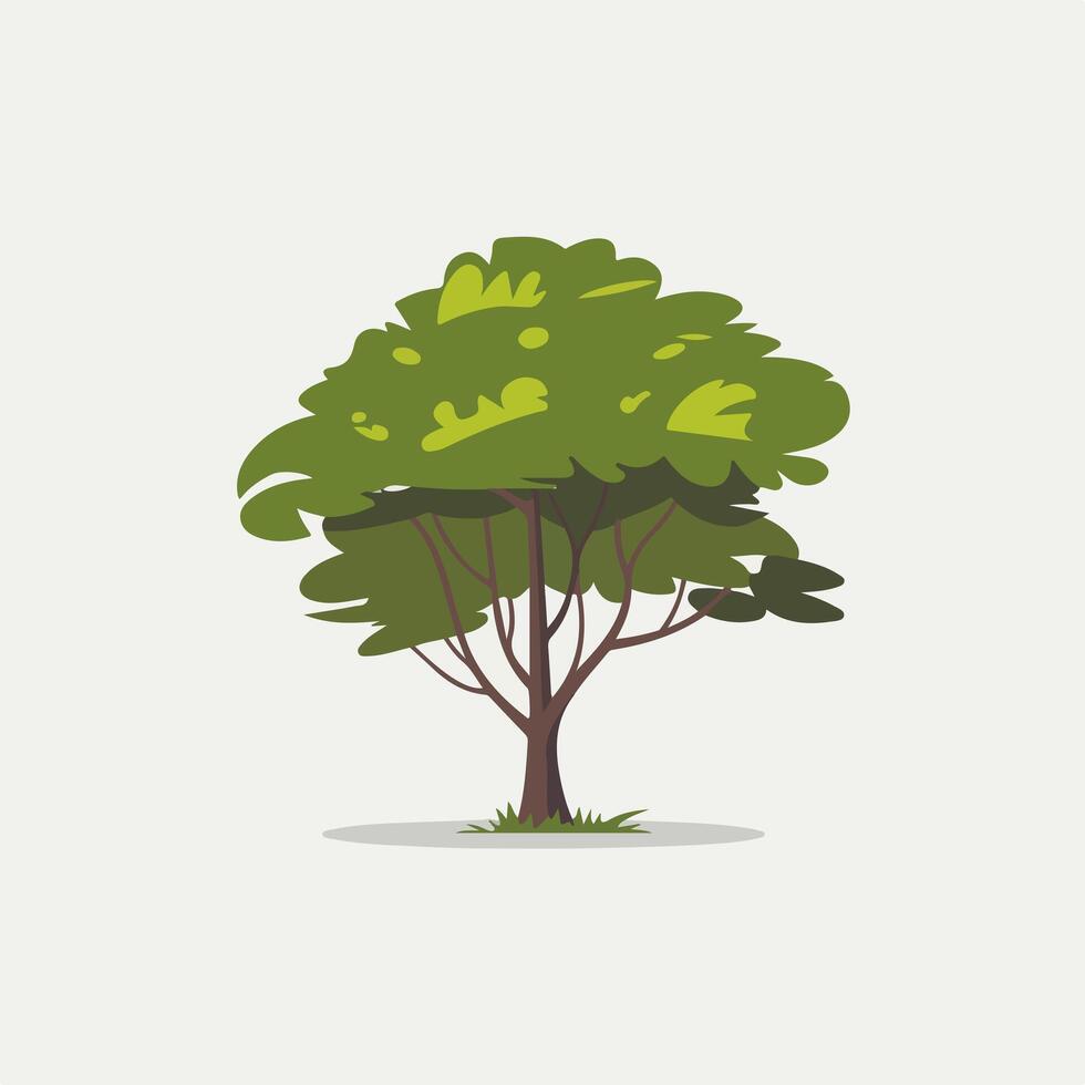 A cartoon tree with green leaves on a white background vector
