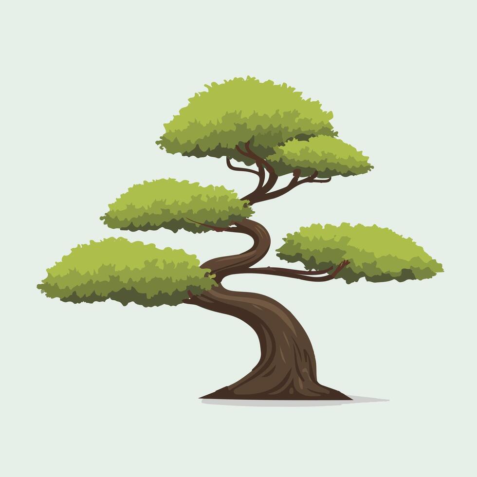 Minimalist Bonsai Tree Illustration on a White Canvas vector