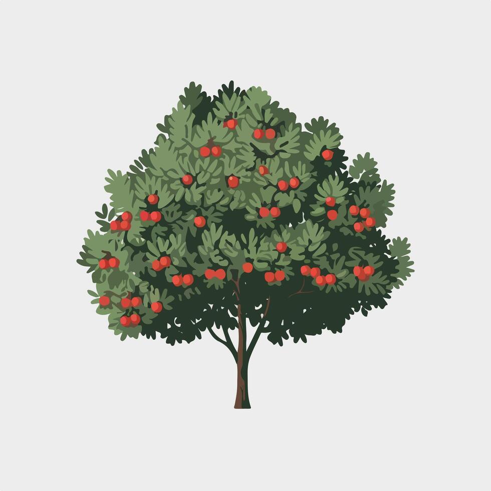 Stylized Green Fruit Tree in a Simple Flat Style vector