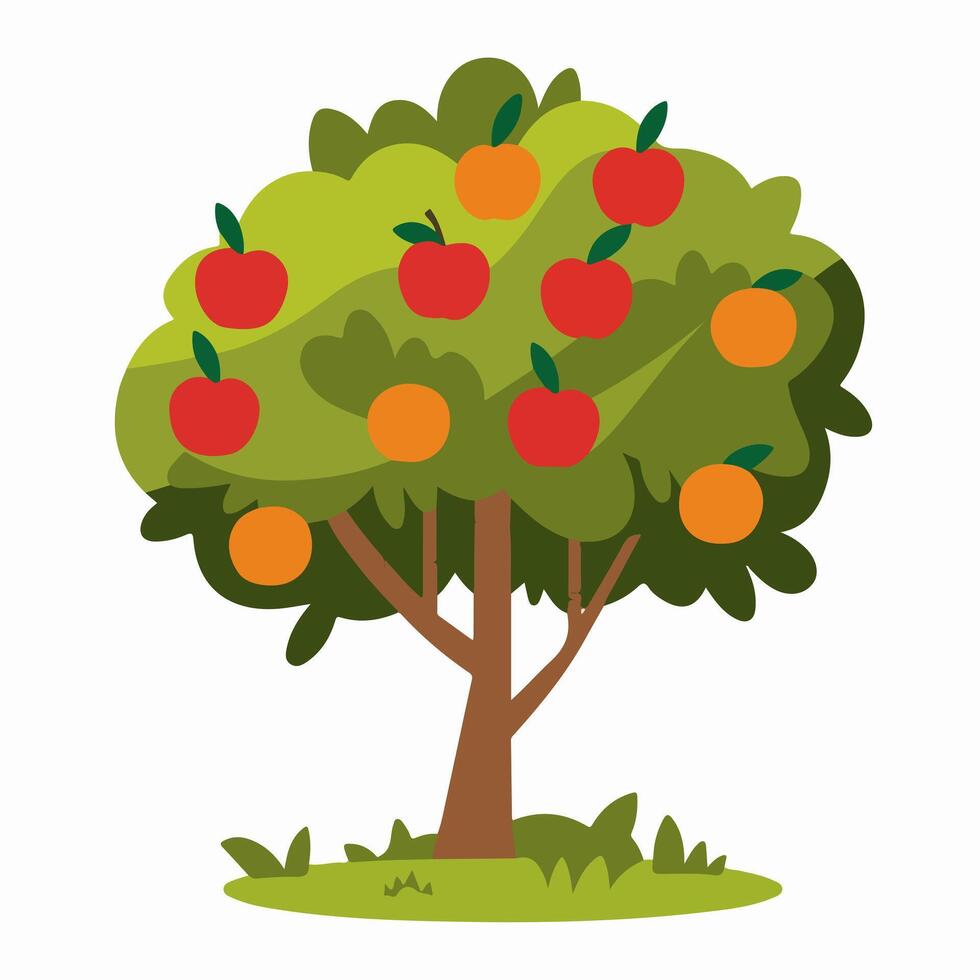 Serene Fruit Tree Isolated on White vector