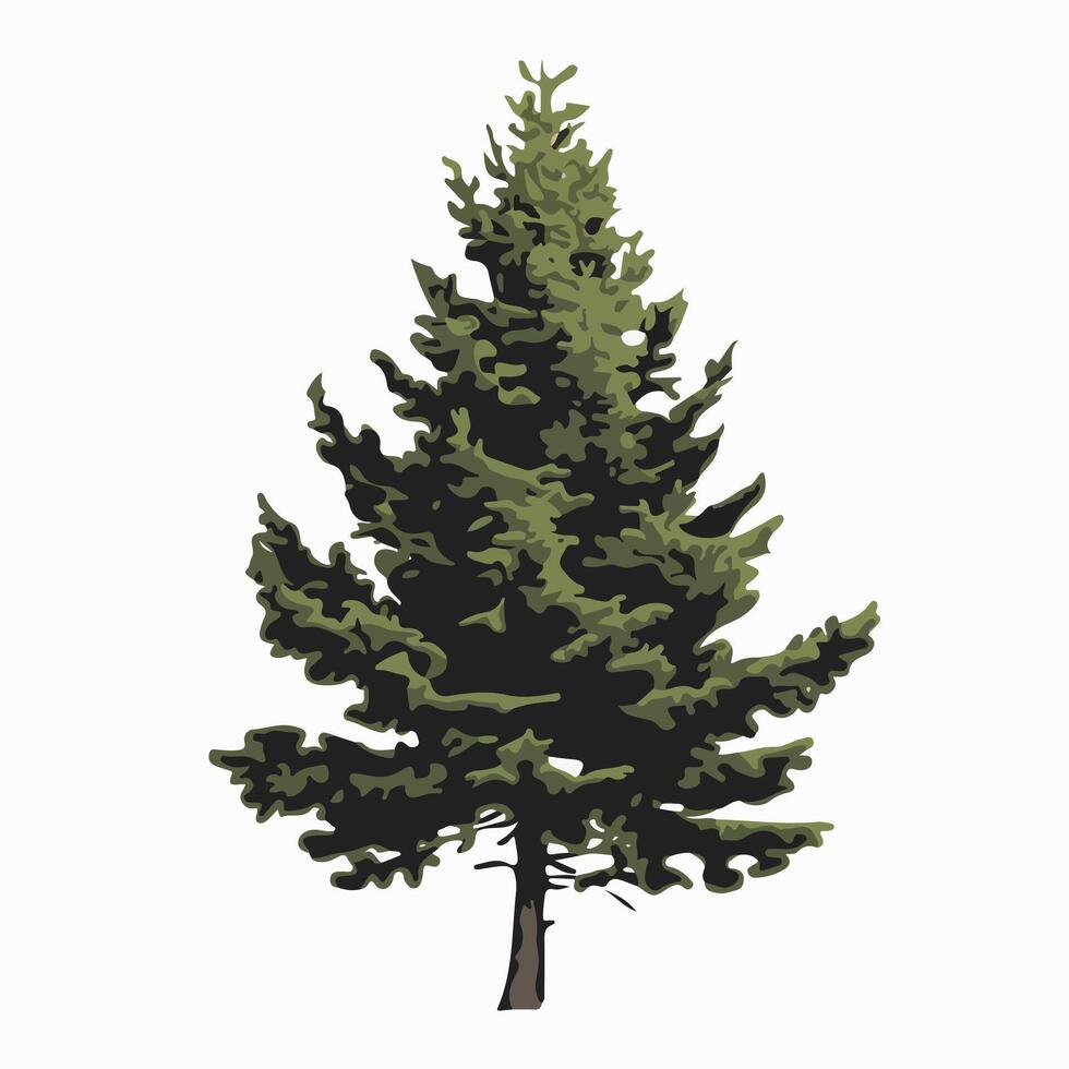 Flat Pine Tree Design with Clean White Background vector