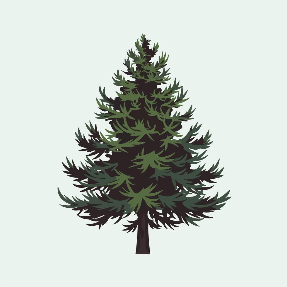 Minimalist Pine Tree Illustration on a White Canvas vector
