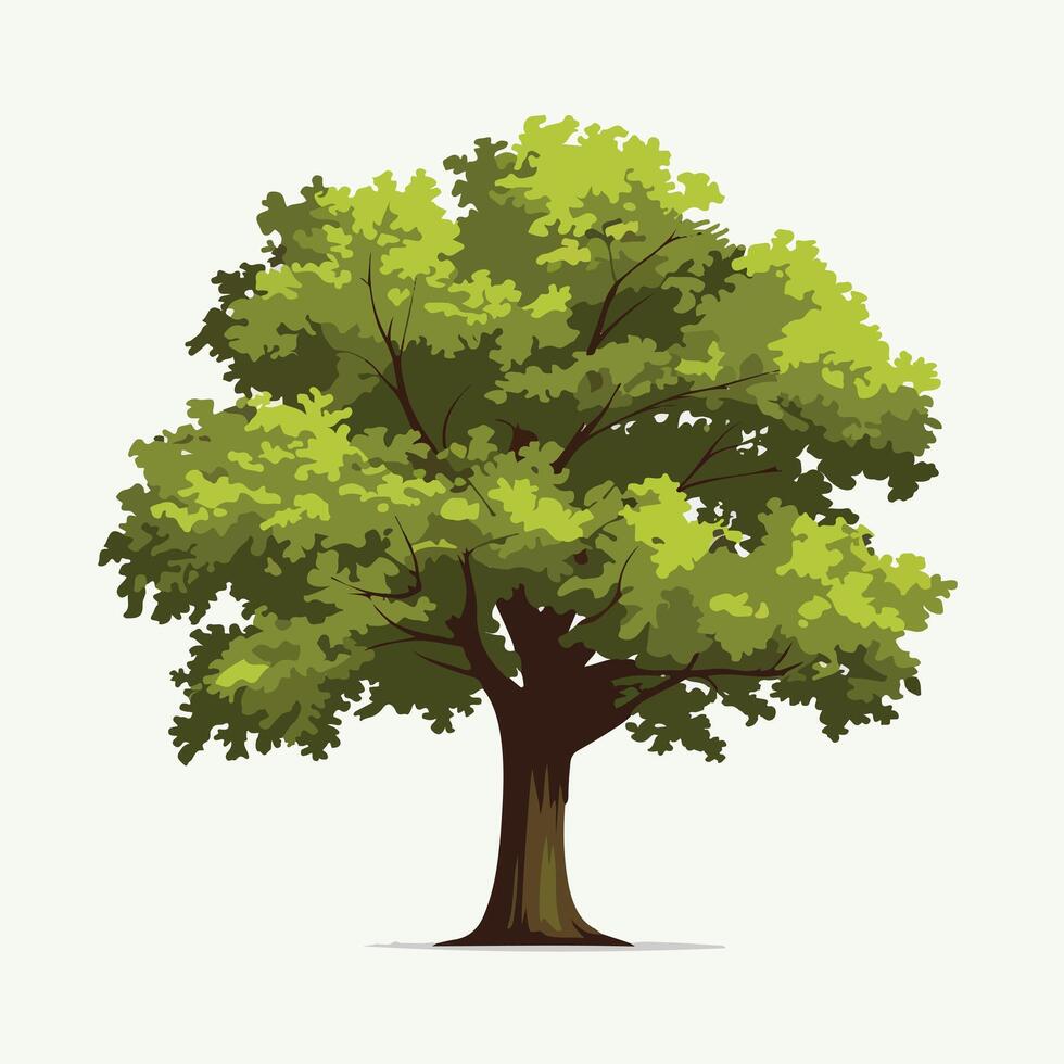 Stylized Green Bushy Tree in a Simple Flat Style vector