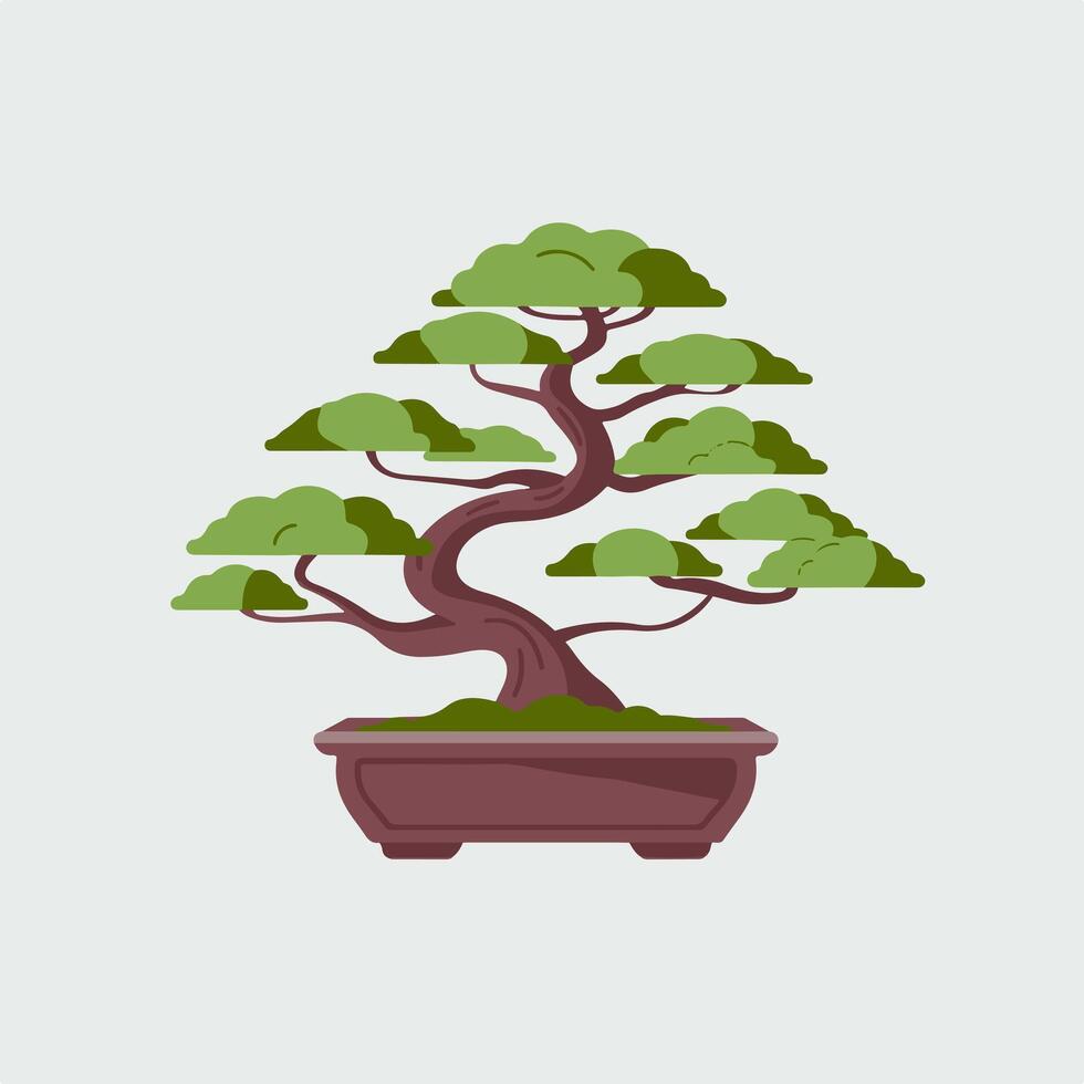 Modern Bonsai Tree Artwork in a Minimalist Look vector