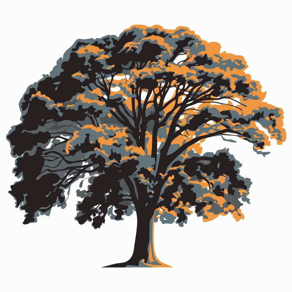 A tree with a black and orange leaf vector