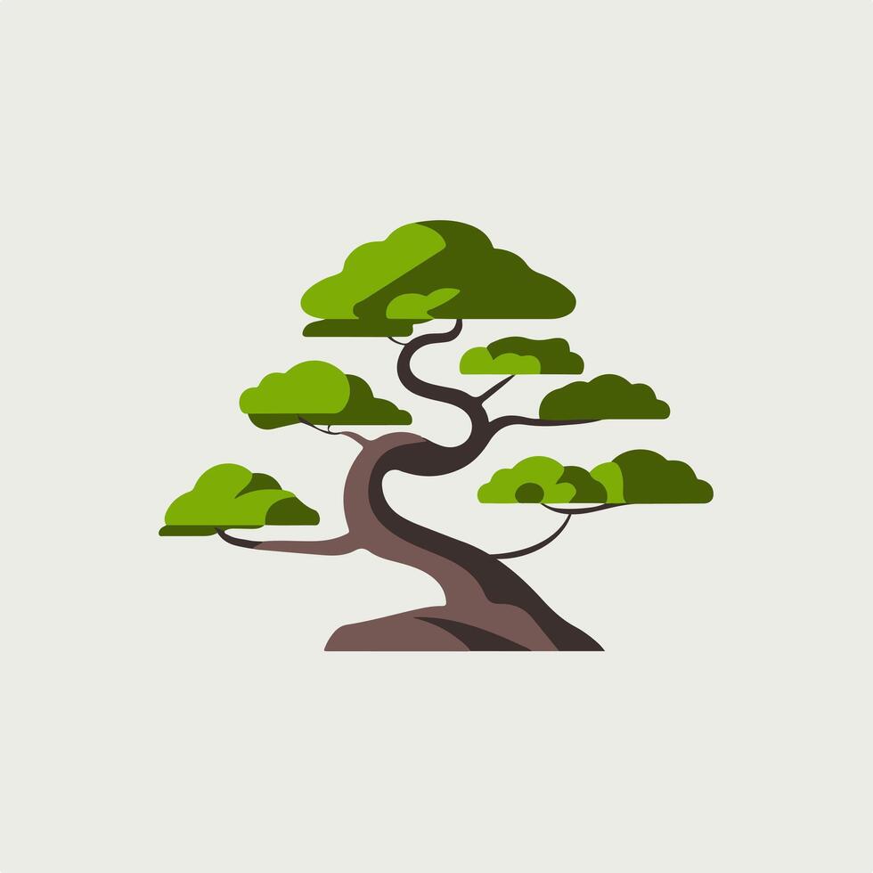 Flat Illustration of a Bonsai Tree with Delicate Branches vector