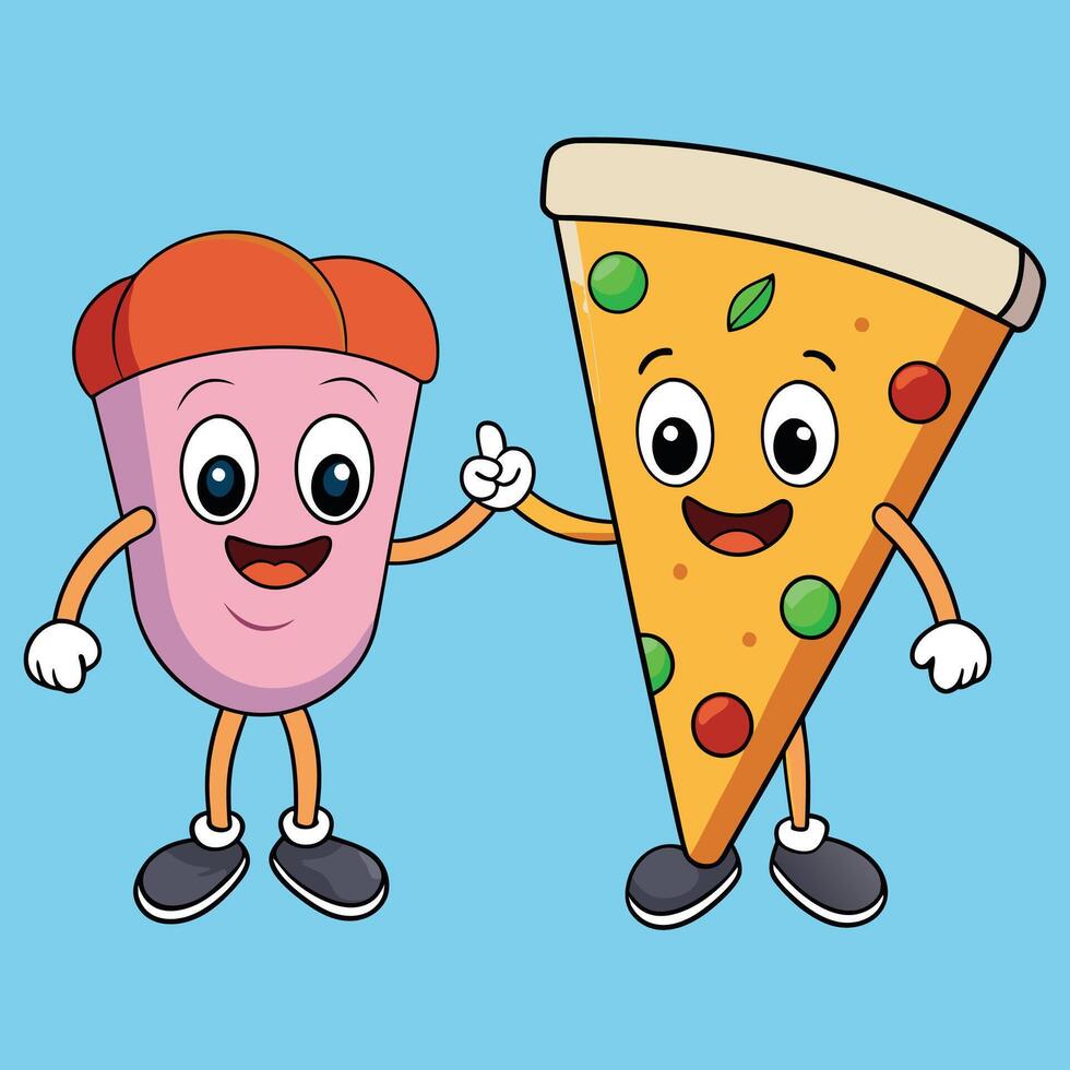 Adorable Fast Food Cartoon Illustration vector