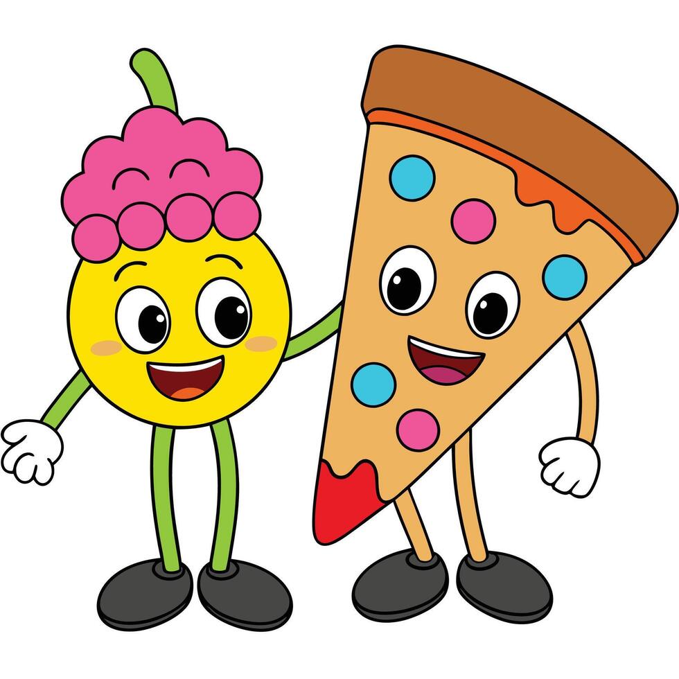 Cartoon Food Buddy with Funny Expressions vector