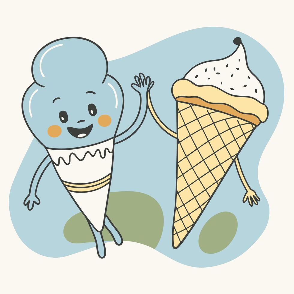 Smiling Food Characters in a Flat Style vector
