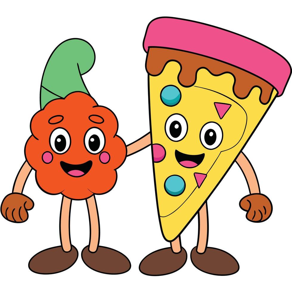 Cute Dessert and Fast Food Character Set vector