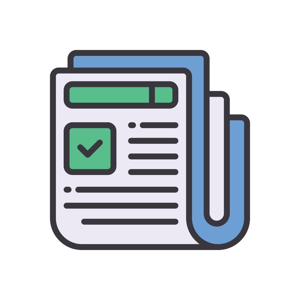newspaper filled color icon vector