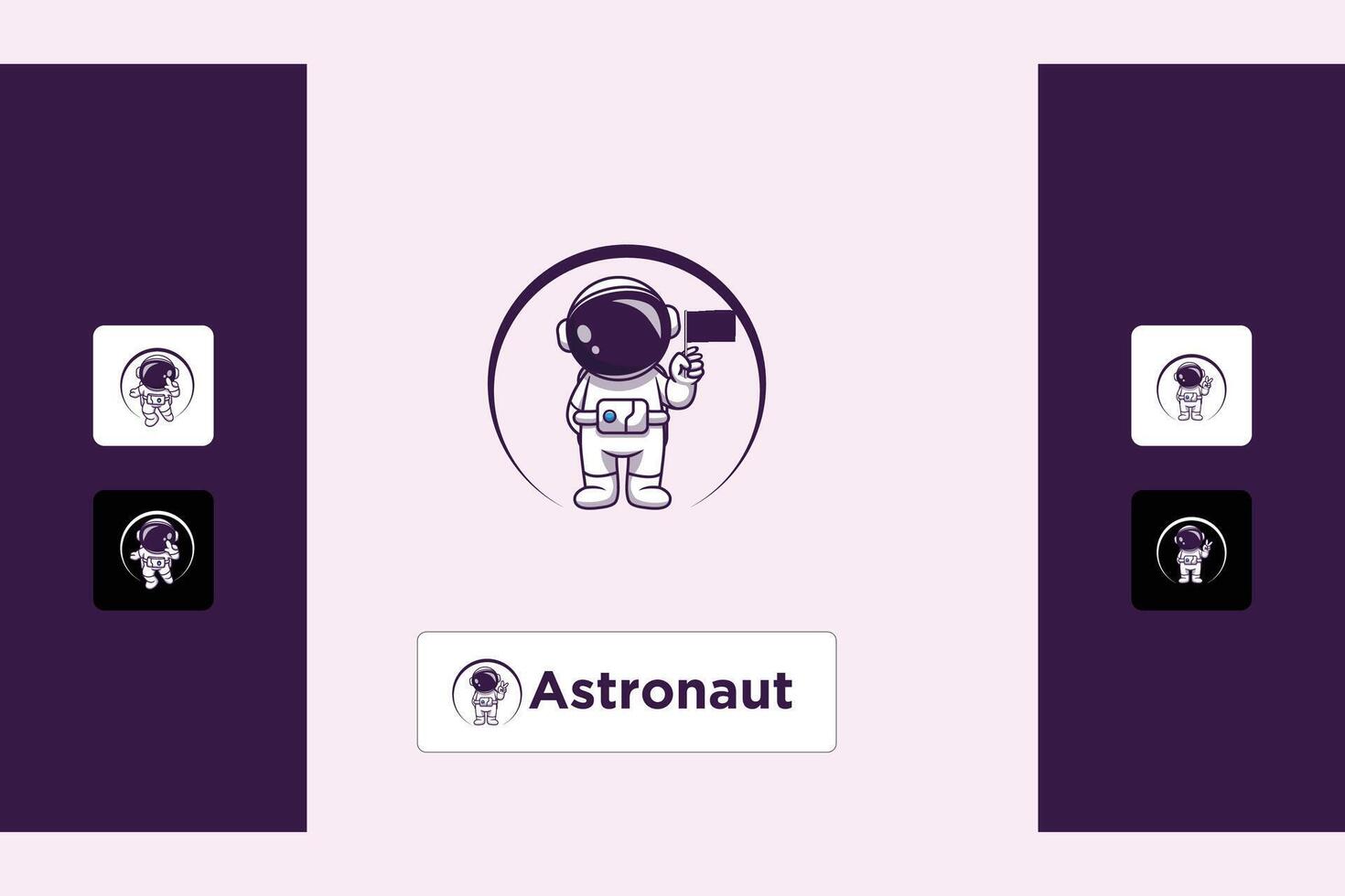 Cute Astronaut Logo Design Template vector