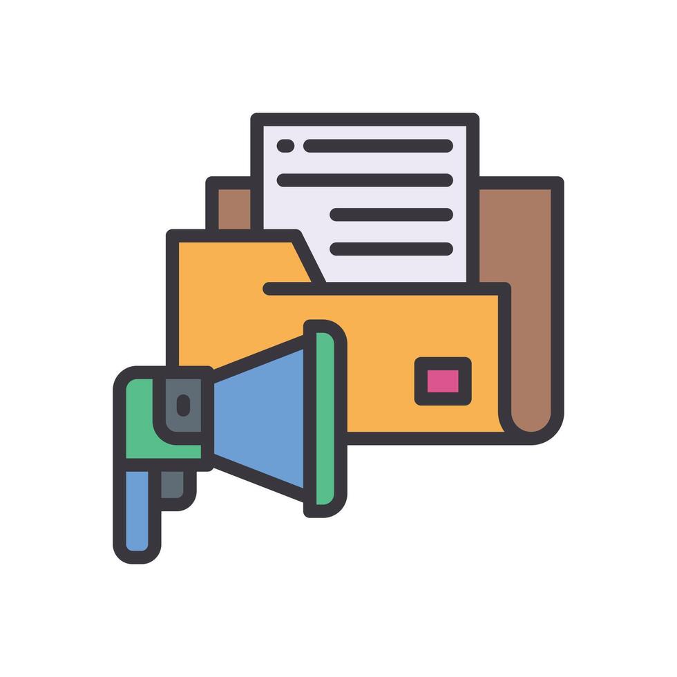 folder ads filled color icon vector