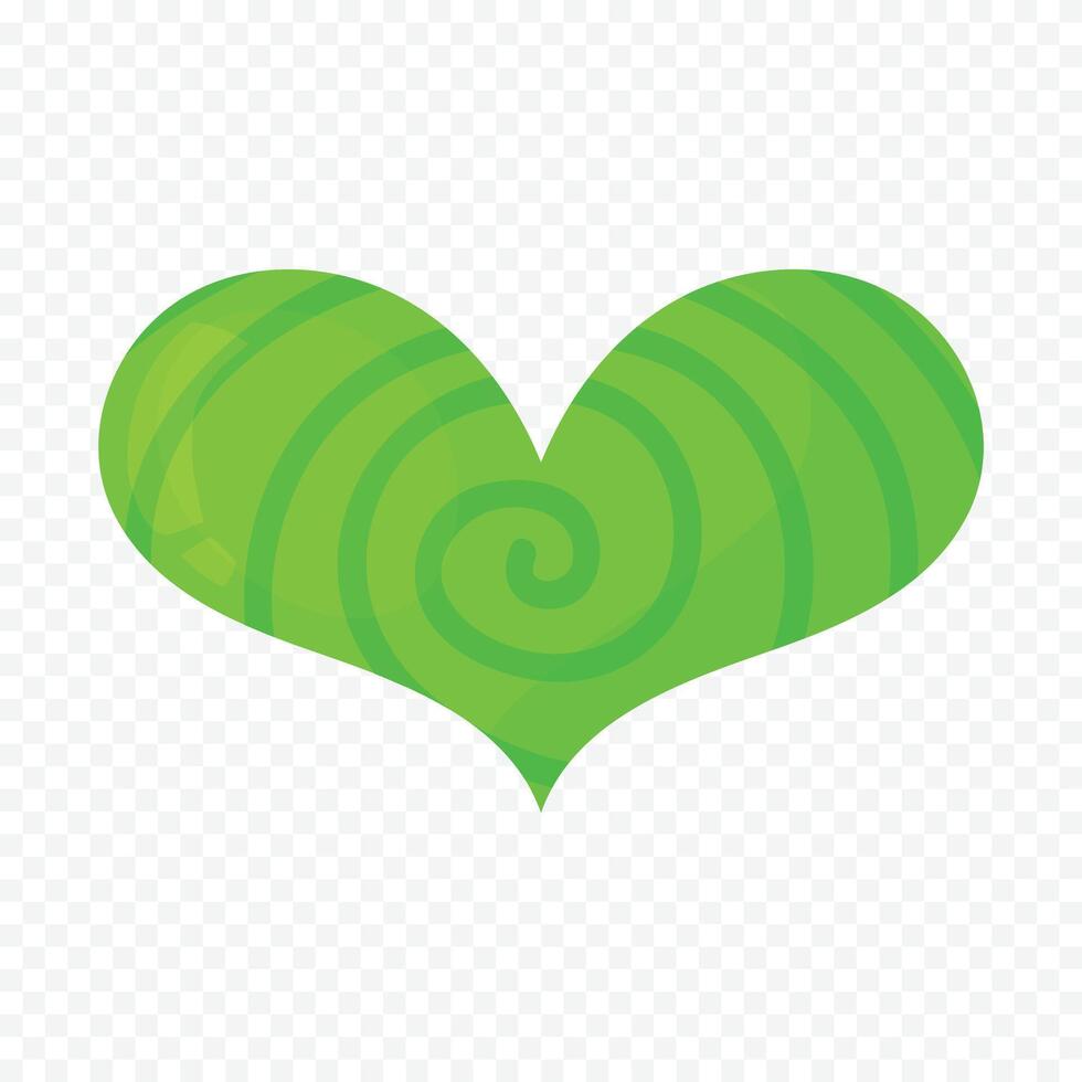 Green heart element on a white vector