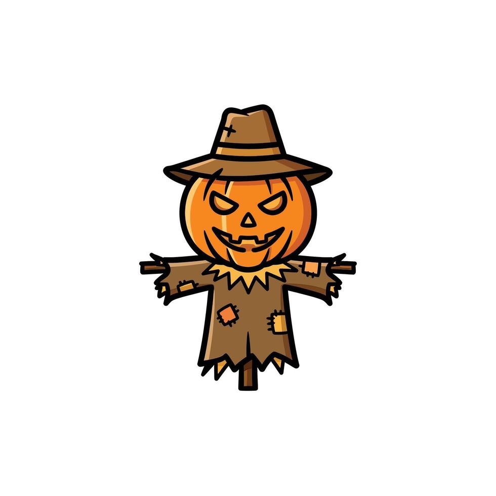 Scarecrow halloween pumpkin on white background vector
