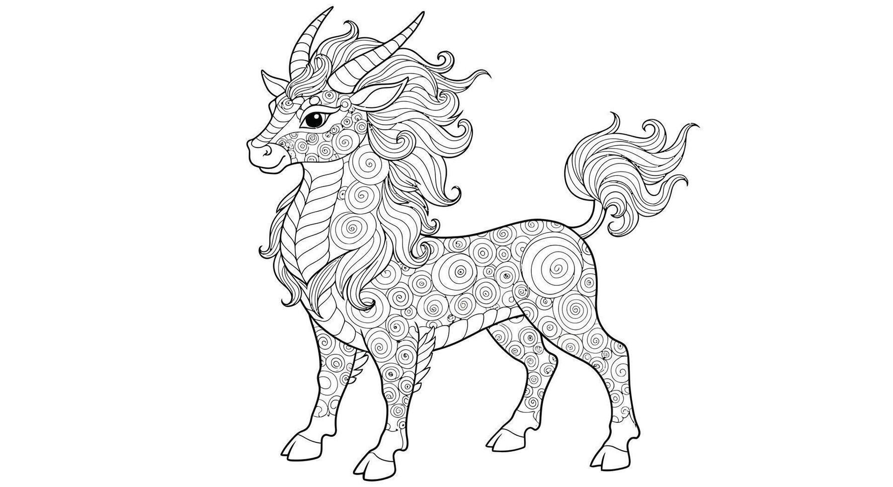 A Chinese Qilin With a Gentle Look and a Flowing Mane vector