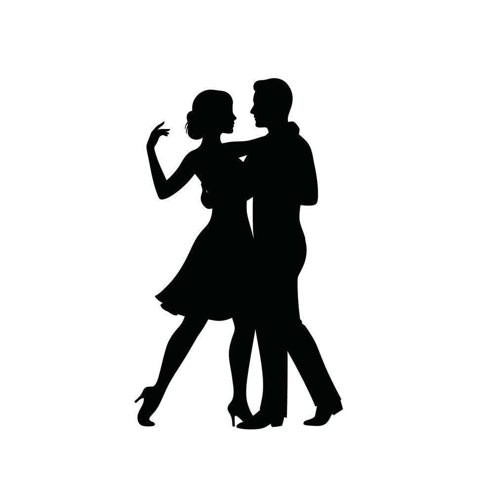 A silhouette of a couple dancing in the evening vector