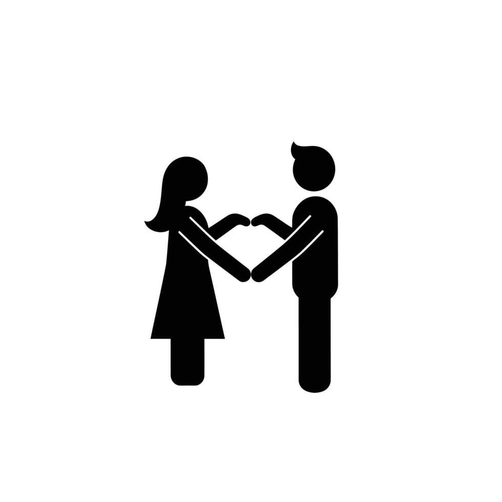 A black and white illustration of a man and woman holding hands vector