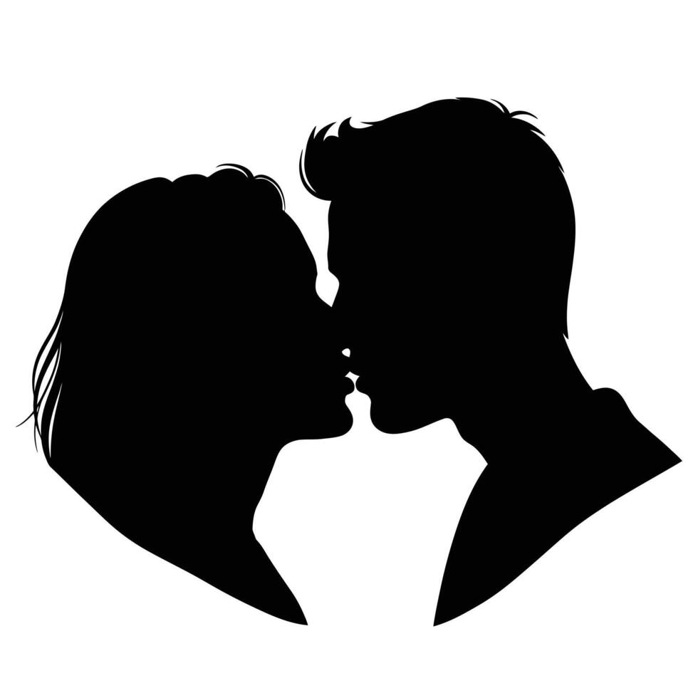 A man and woman kissing in silhouette vector