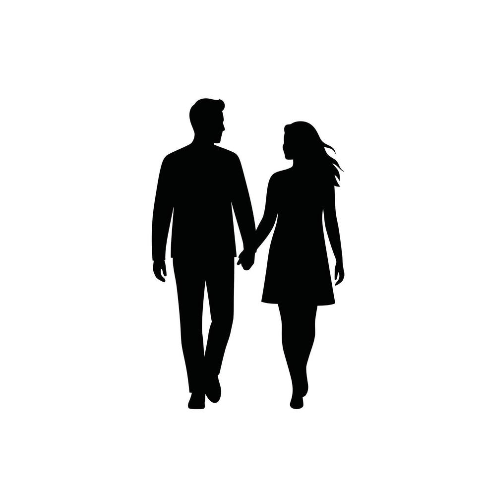 Silhouette of a couple walking together vector