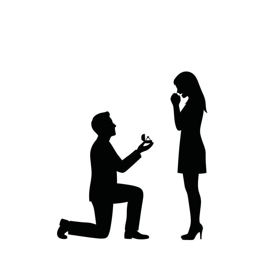A man kneeling down to propose to a woman vector