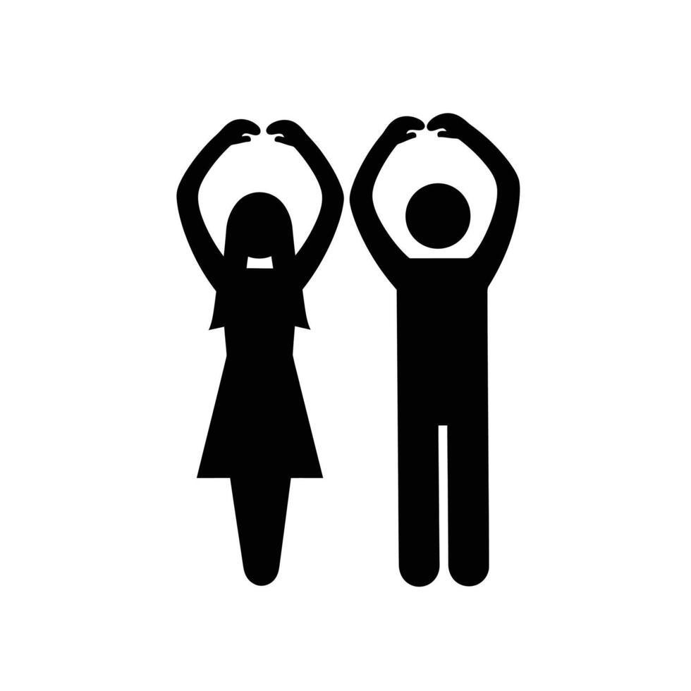 A man and woman making heart shape with their hands vector