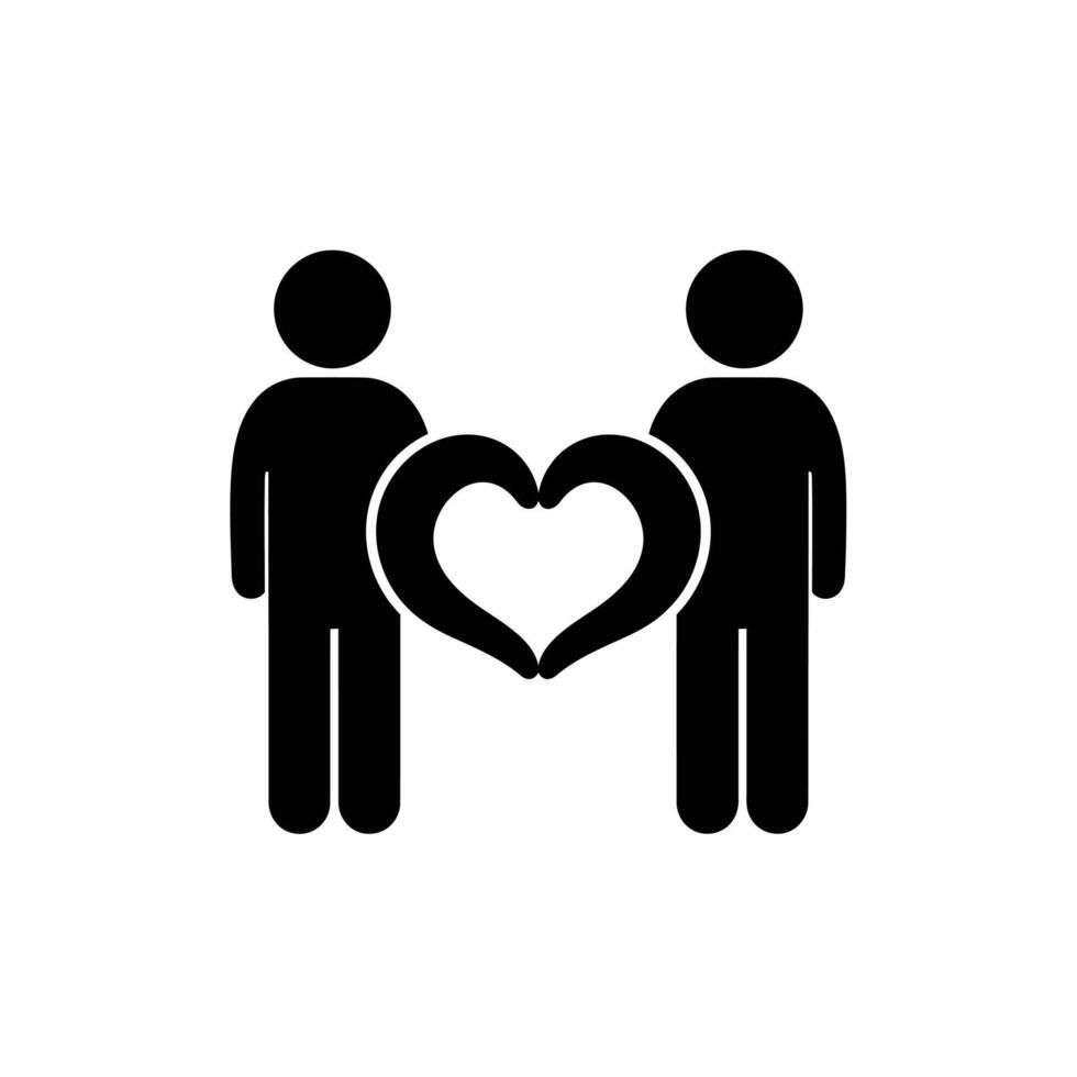 Two people holding a heart shape in the shape of a heart vector