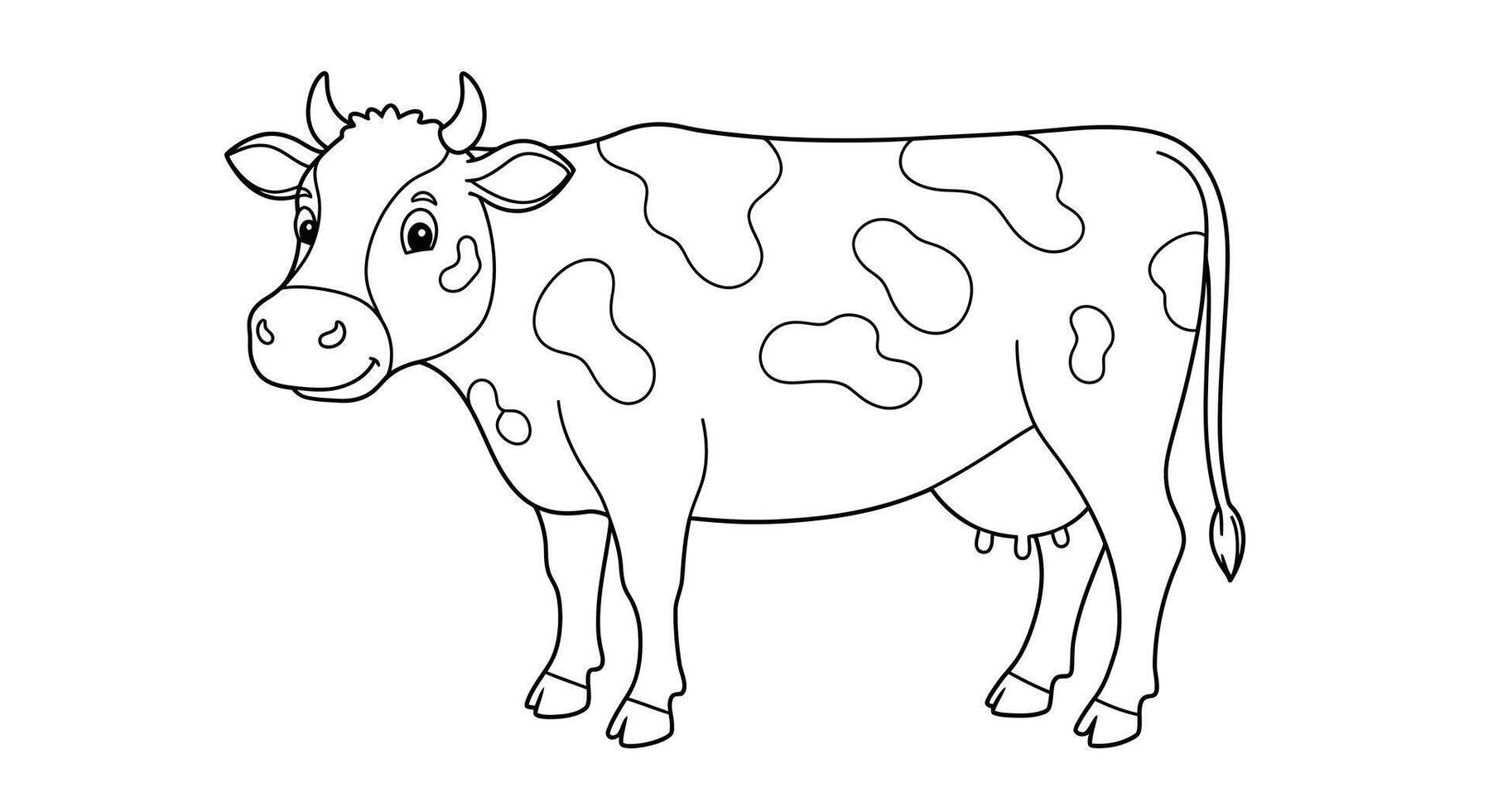 Coloring page featuring a cow with distinct spots vector