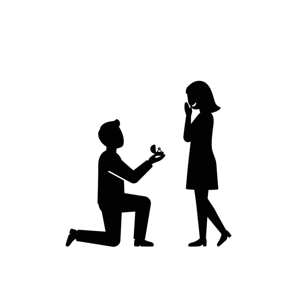 A man kneeling down to propose to a woman vector