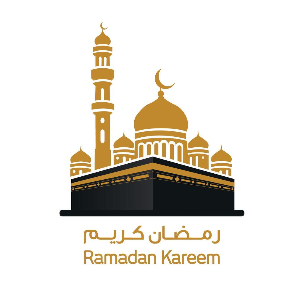 Kaaba for Ramadan kareem in Mecca Saudi Arabia. vector