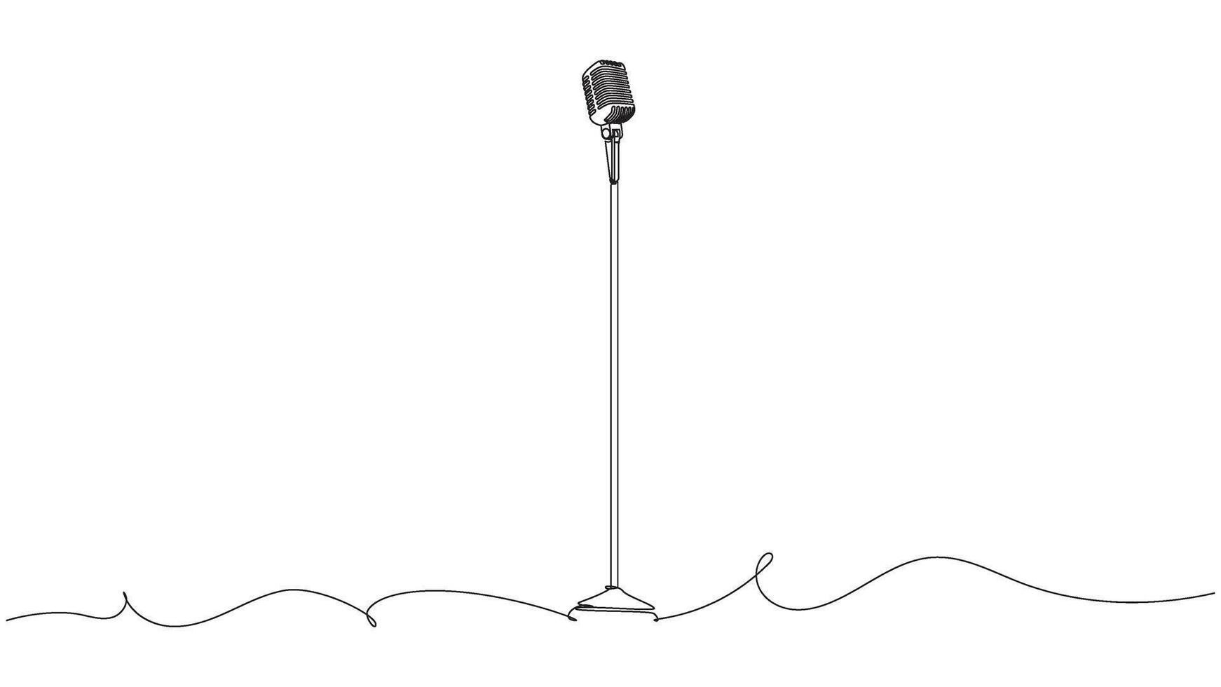 Line art illustration of a vintage style microphone eps 10 vector