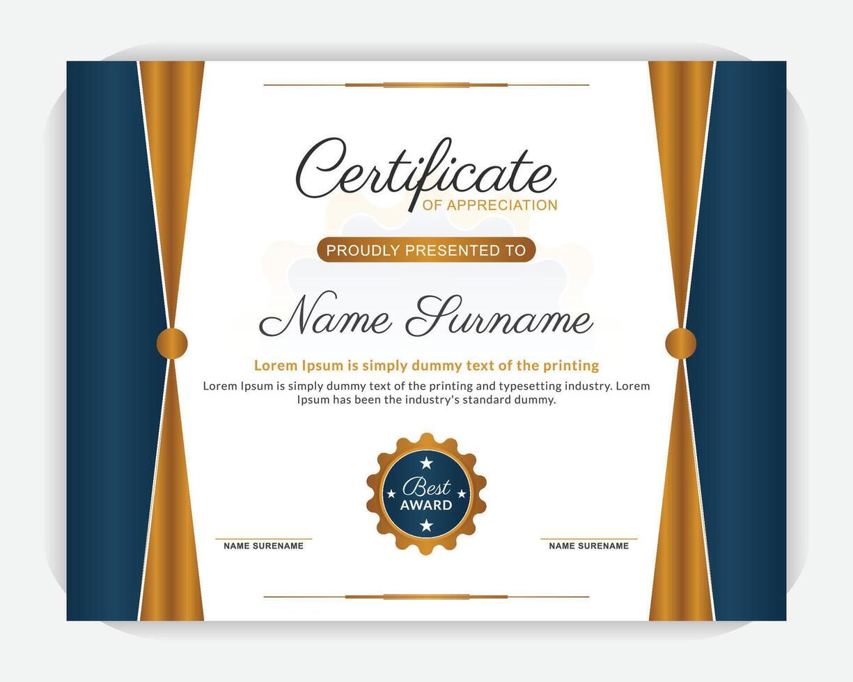 Creative background elegant award certificate, elegant certificate of appreciation template, certificate of recognition, Award design template vector