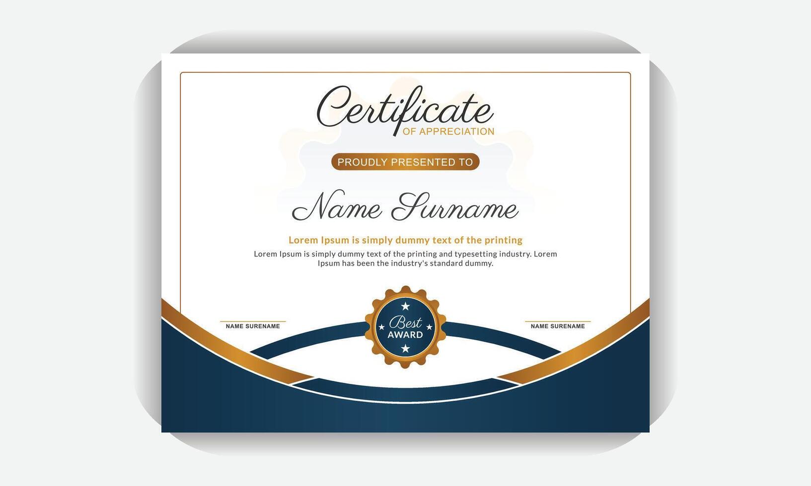 Print ready Certificate template, simple, clean and professional certificate design, creative colorful design professional layout, award certificate vector