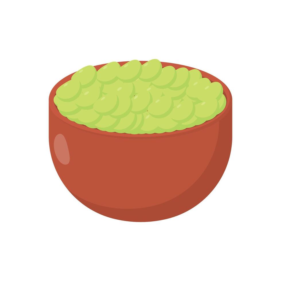 Bowl of Edamame Flat Illustration. Clean Icon Design Element on Isolated White Background vector