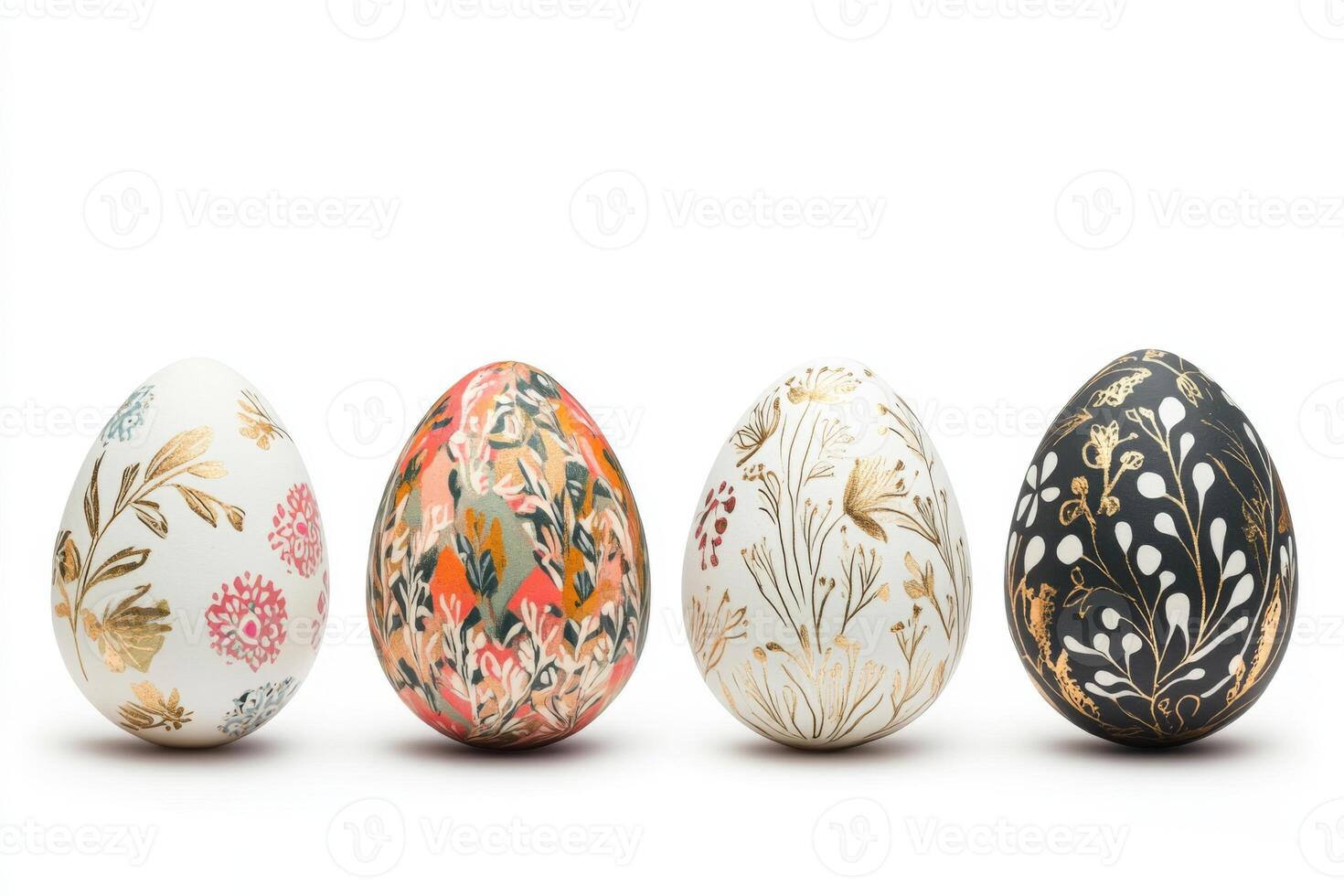 Easter eggs with folk motif isolated on white background showcasing colorful designs and intricate patterns isolated on white background photo