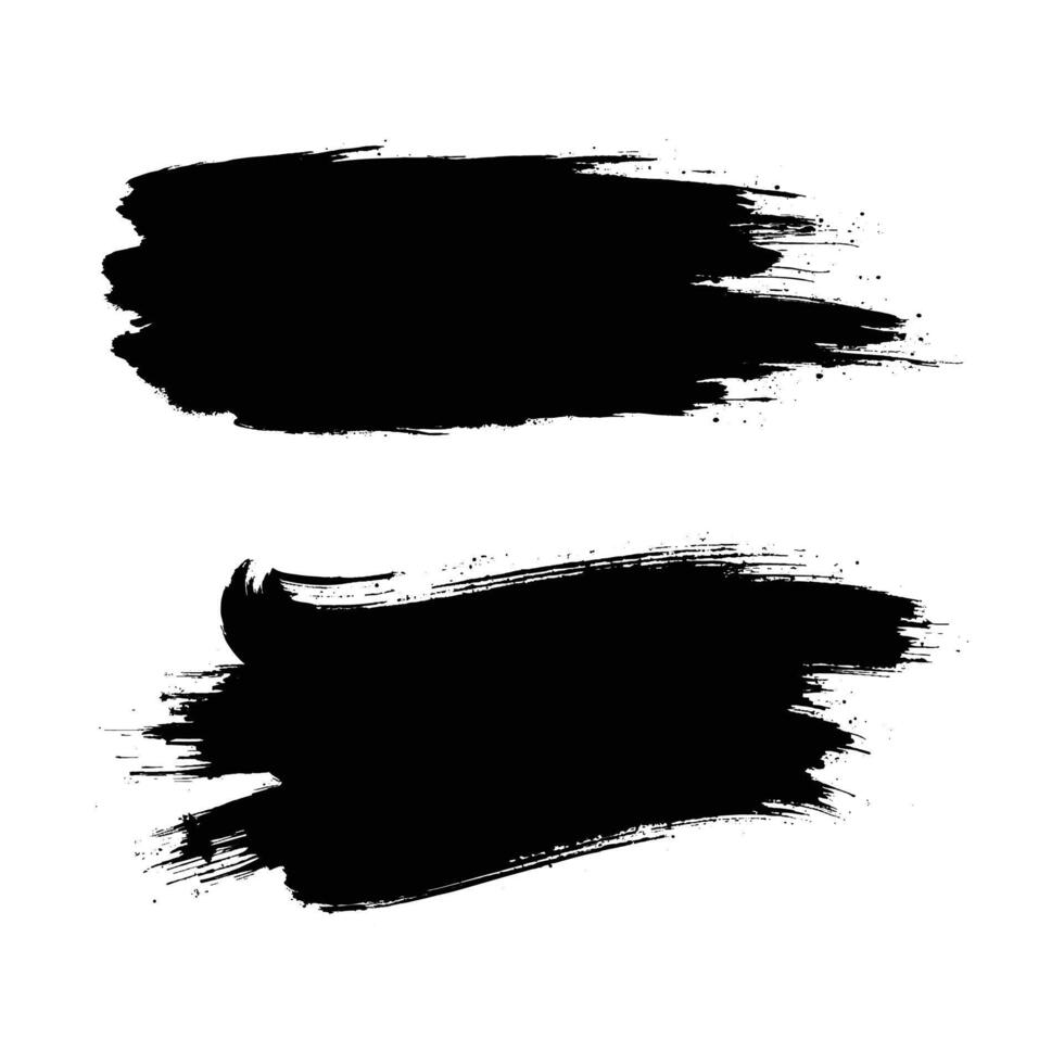 Set of black paint brush strokes isolated on white background grungy texture. vector