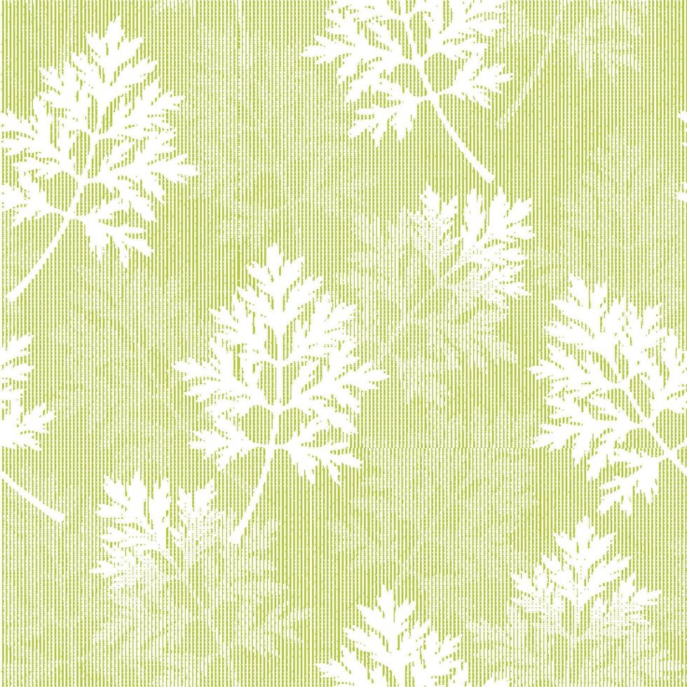 Seamless pattern with white leaves on green background vector