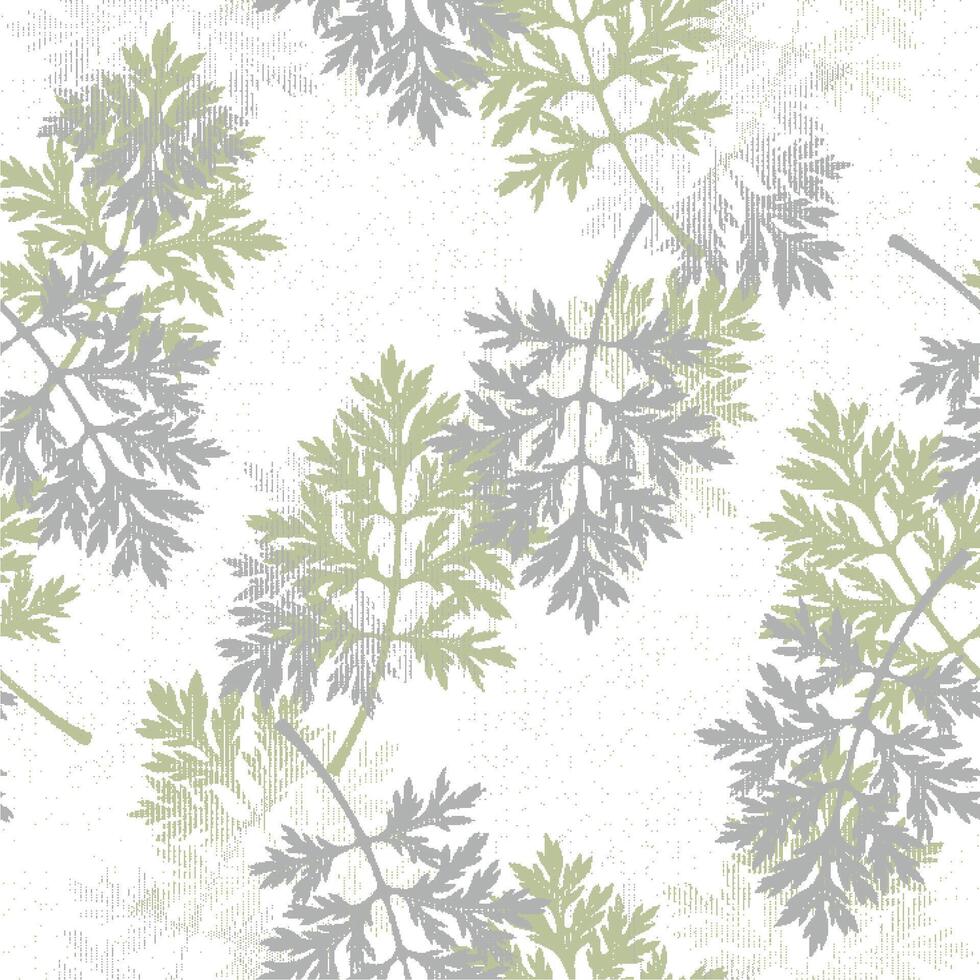 Seamless pattern with green leaves on white background vector