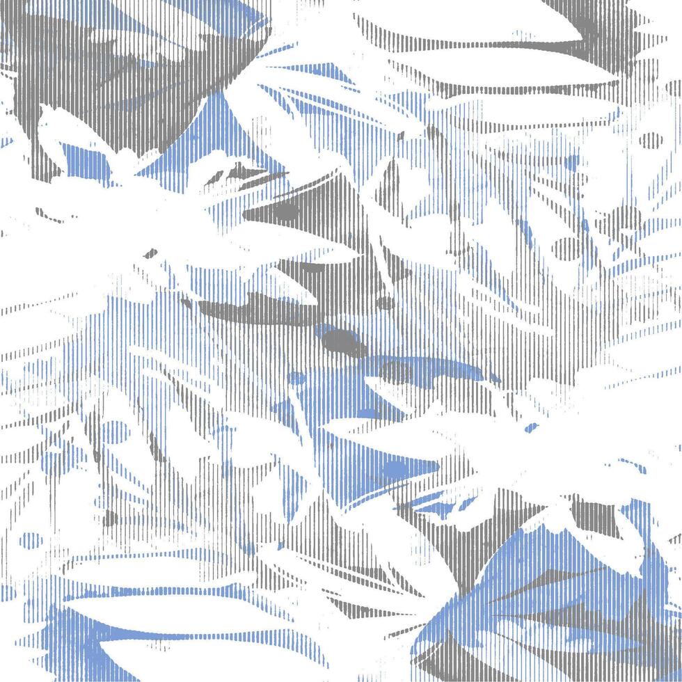 A blue and white abstract pattern with leaves vector