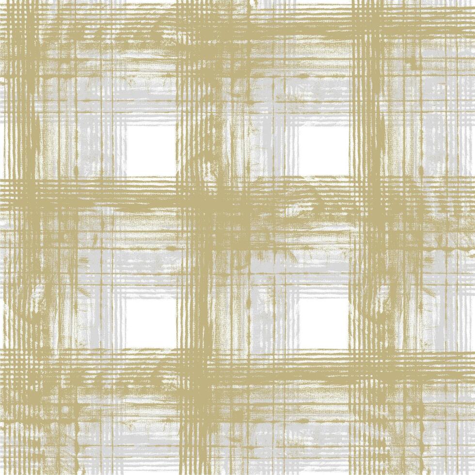 A gold and white plaid fabric with a pattern vector
