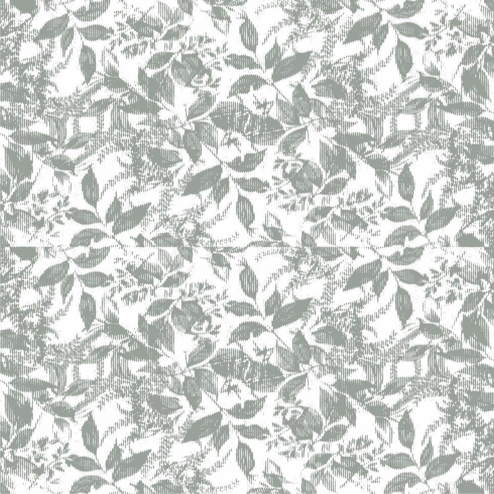 A pattern with leaves and flowers in gray and white vector