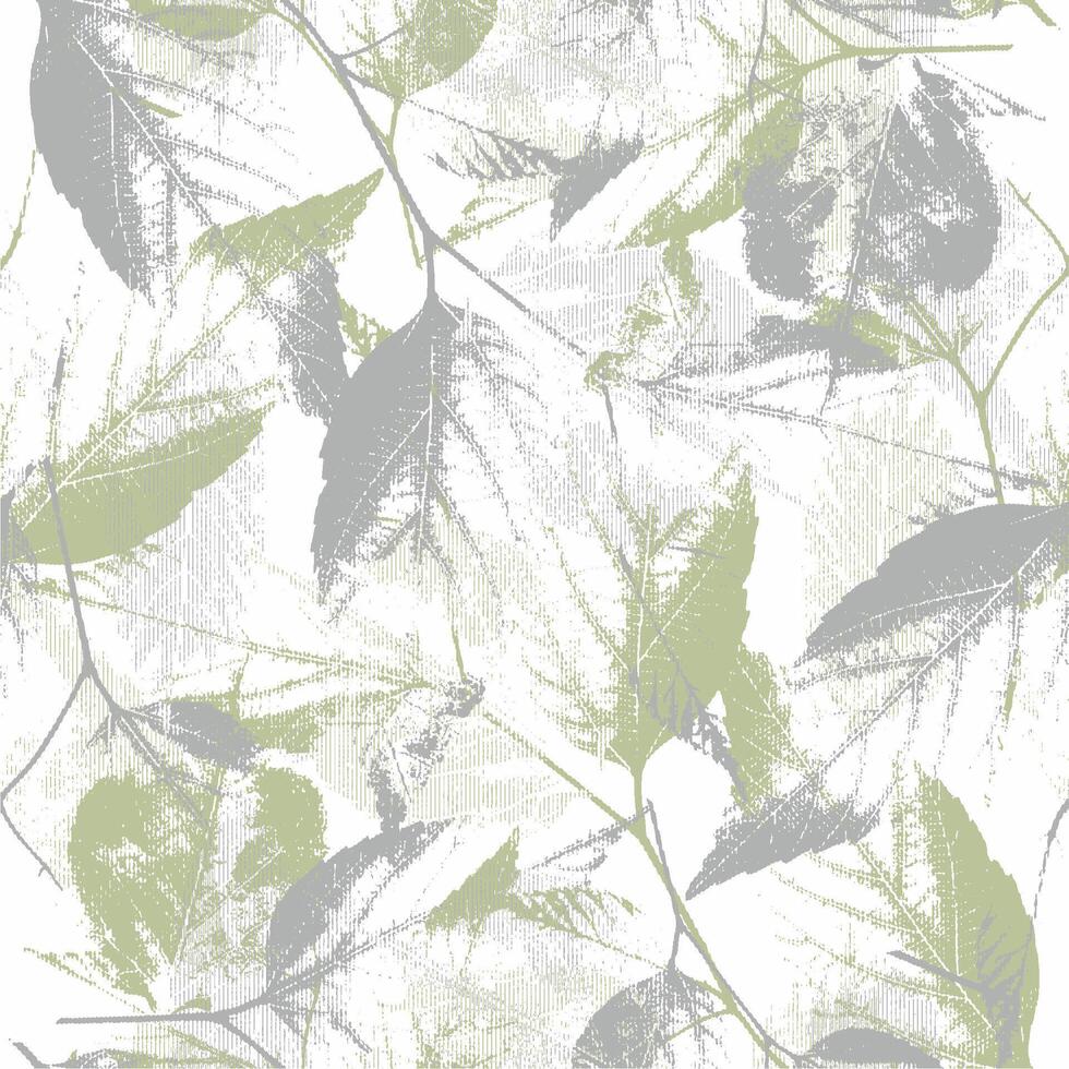 A green and white leaf pattern wallpaper vector